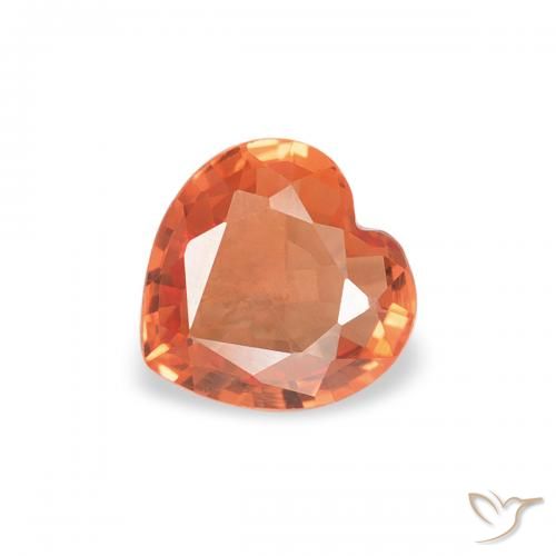 0.34ct Natural Medium Orange Sapphire, Heart, VVS