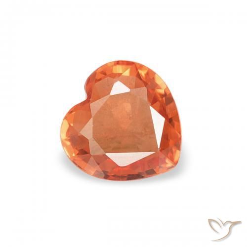 0.34 ct Orange Sapphire Stone, Natural Sapphire in Heart Facet Shape for Sale