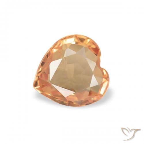 0.39 ct Orange Sapphire Stone, Natural Sapphire in Heart Facet Shape for Sale