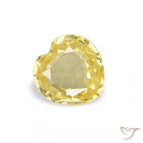 0.32 ct Yellow Sapphire Stone, Natural Sapphire in Heart Facet Shape for Sale