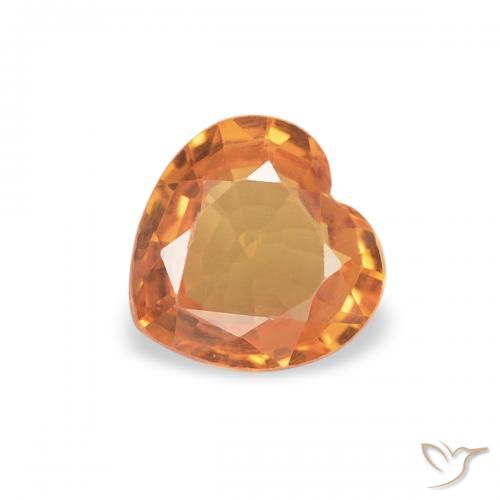 0.38ct Natural Deep Orange Sapphire, Heart, VVS