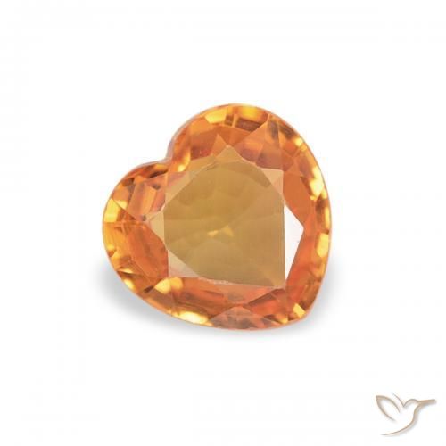 0.38 ct Orange Sapphire Stone, Natural Sapphire in Heart Facet Shape for Sale