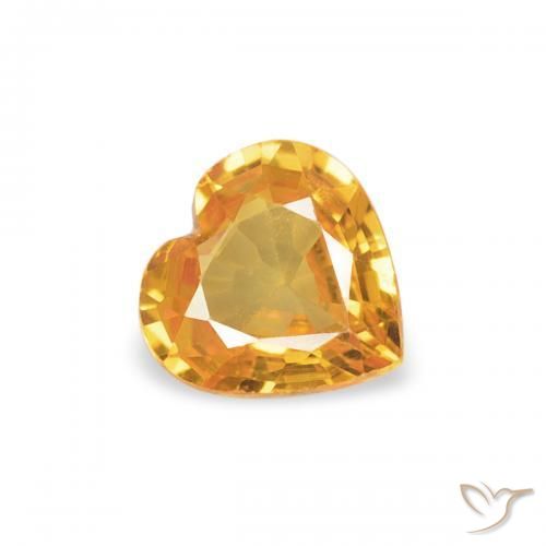 0.33 ct Golden Sapphire Stone, Natural Sapphire in Heart Facet Shape for Sale