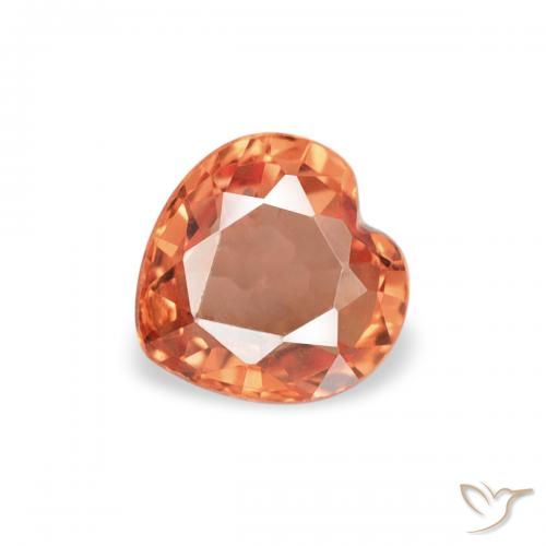 0.40ct Natural Medium Orange Sapphire, Heart, VVS