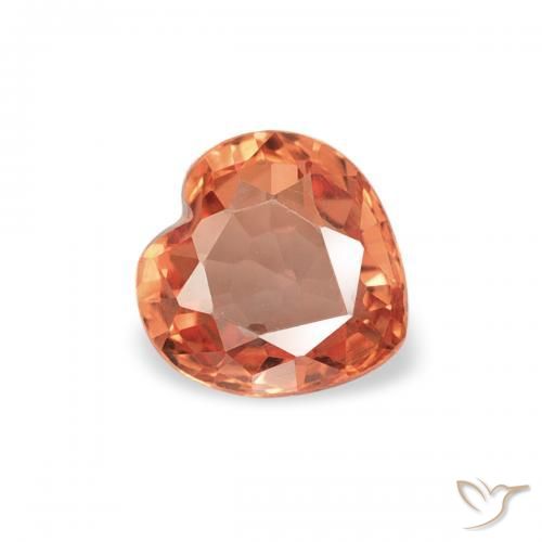 0.40 ct Orange Sapphire Stone, Natural Sapphire in Heart Facet Shape for Sale
