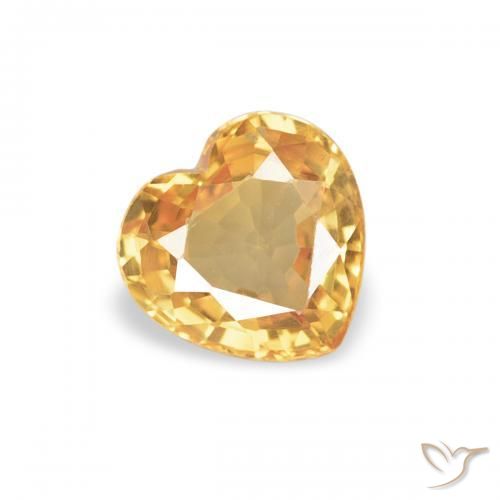 0.42 ct Golden Sapphire Stone, Natural Sapphire in Heart Facet Shape for Sale