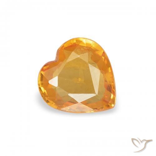 0.37 ct Golden Sapphire Stone, Natural Sapphire in Heart Facet Shape for Sale