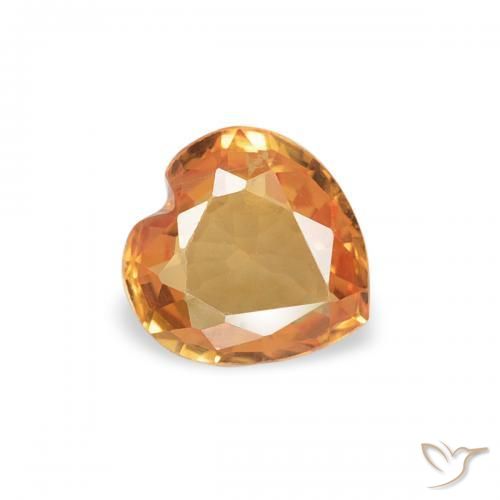 0.32 ct Orange Sapphire Stone, Natural Sapphire in Heart Facet Shape for Sale