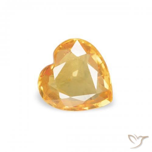 0.35 ct Orange Sapphire Stone, Natural Sapphire in Heart Facet Shape for Sale