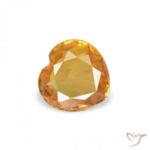 0.34 ct Golden Sapphire Stone, Natural Sapphire in Heart Facet Shape for Sale