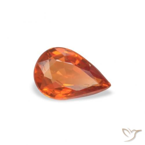 0.49 ct Orange Sapphire Stone, Natural Sapphire in Pear Facet Shape for Sale