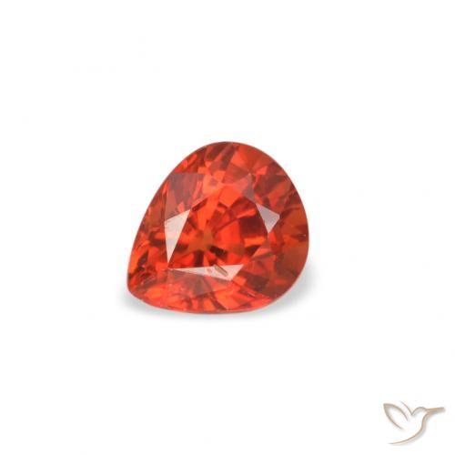 0.45ct Natural Bright Crimson Red Sapphire, Pear Shape, VVS-VS