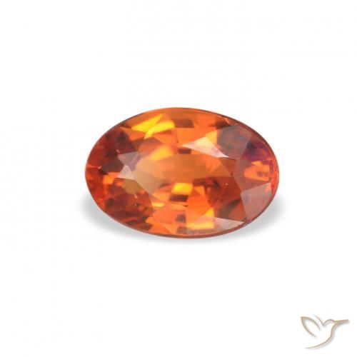 0.65 ct Orange Sapphire Stone, Natural Sapphire in Oval Facet Shape for Sale