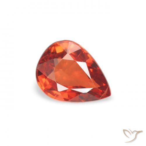 0.51 ct Orange Sapphire Stone, Natural Sapphire in Pear Facet Shape for Sale
