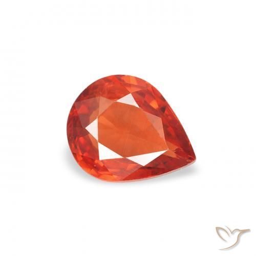 0.45 ct Orange Sapphire Stone, Natural Sapphire in Pear Facet Shape for Sale