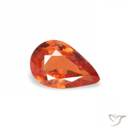 0.44 ct Orange Sapphire Stone, Natural Sapphire in Pear Facet Shape for Sale