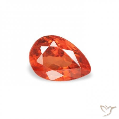 0.60 ct Orange Sapphire Stone, Natural Sapphire in Pear Facet Shape for Sale