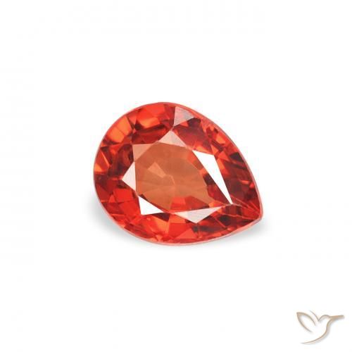 0.42 ct Orange Sapphire Stone, Natural Sapphire in Pear Facet Shape for Sale