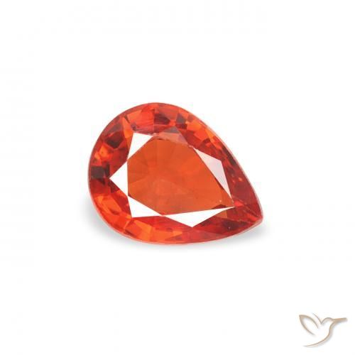 0.44 ct Orange Sapphire Stone, Natural Sapphire in Pear Facet Shape for Sale