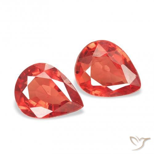 0.81 ctw Red Sapphire Stones, Natural Sapphire in Pear Facet Shape for Sale