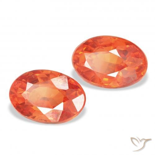 1.60 ctw Orange Sapphire Stones, Natural Sapphire in Oval Facet Shape for Sale