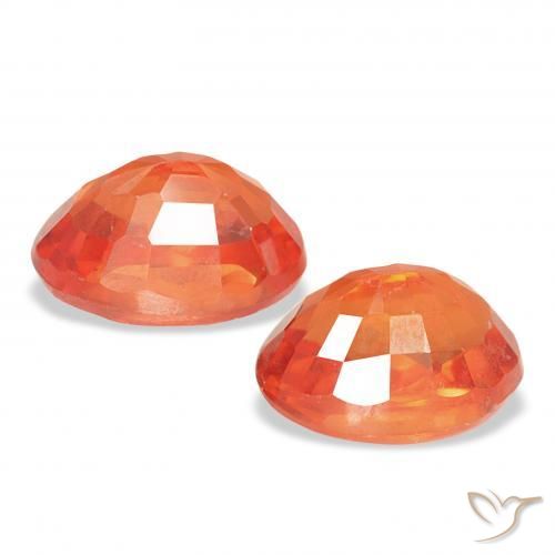 Sapphire Gemstones in 6 x 4 mm (calibrated) Size for Sale, Sapphire Stones in Medium Orange Color