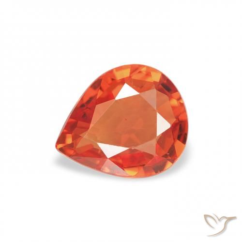 0.68ct Natural Medium Orange Sapphire, Pear Shape, VVS