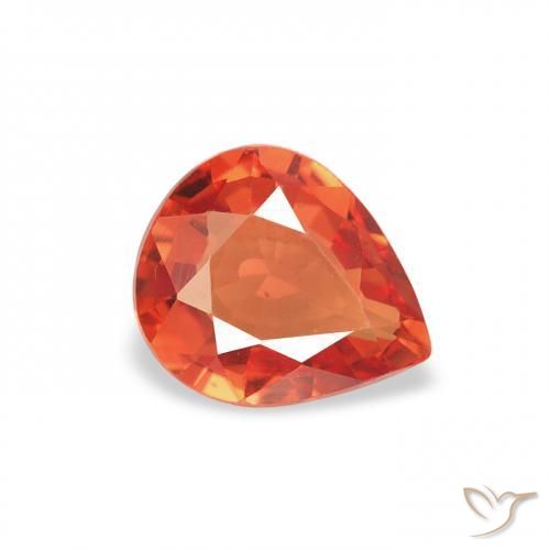 0.68 ct Orange Sapphire Stone, Natural Sapphire in Pear Facet Shape for Sale