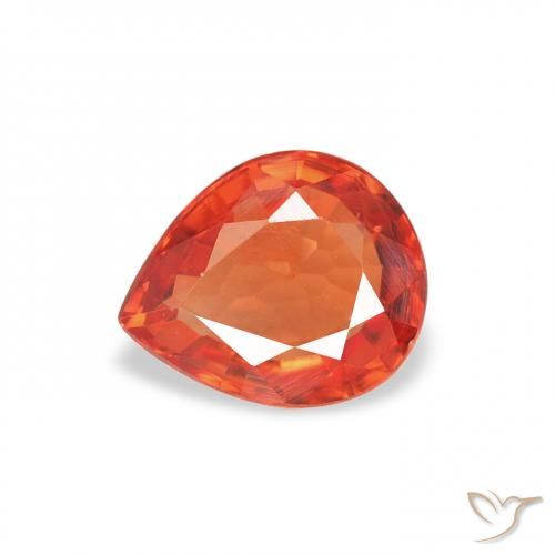 0.67ct Natural Reddish Orange Sapphire, Pear Shape, VVS
