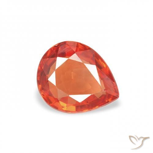 0.67 ct Orange Sapphire Stone, Natural Sapphire in Pear Facet Shape for Sale