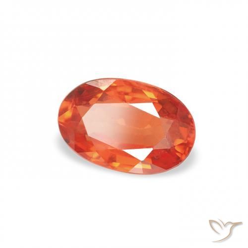 0.71 ct Orange Sapphire Stone, Natural Sapphire in Oval Facet Shape for Sale