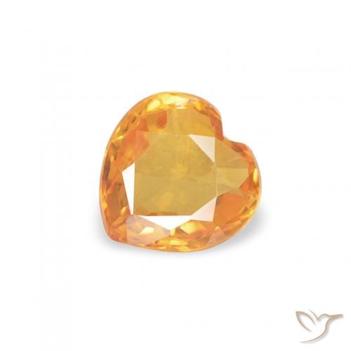 0.38ct Natural Medium Orange Sapphire, Heart, VVS
