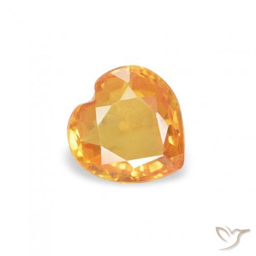 0.38 ct Orange Sapphire Stone, Natural Sapphire in Heart Facet Shape for Sale