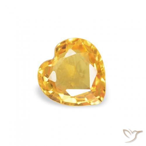 0.41 ct Golden Sapphire Stone, Natural Sapphire in Heart Facet Shape for Sale