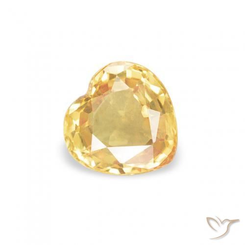 0.43 ct Golden Sapphire Stone, Natural Sapphire in Heart Facet Shape for Sale