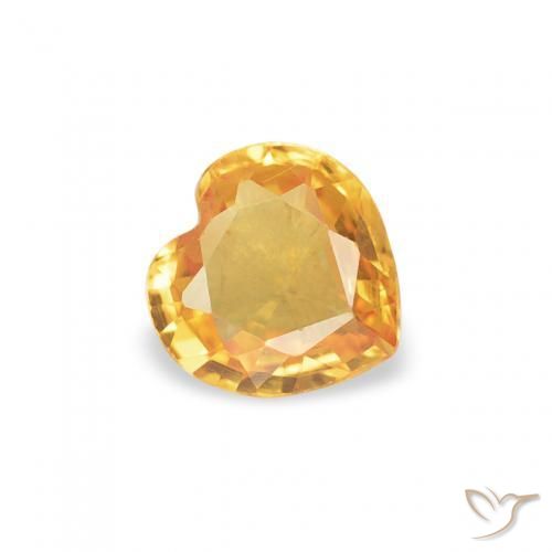 0.35 ct Golden Sapphire Stone, Natural Sapphire in Heart Facet Shape for Sale