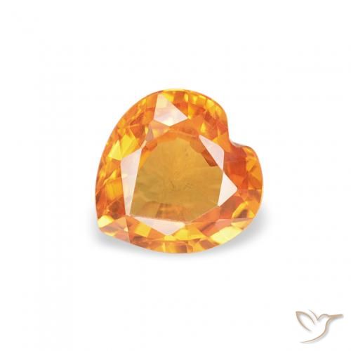 0.41ct Natural Medium Orange Sapphire, Heart, VVS