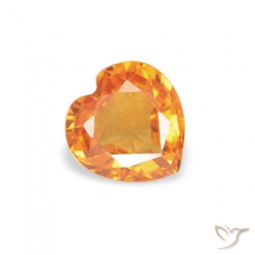 0.41 ct Orange Sapphire Stone, Natural Sapphire in Heart Facet Shape for Sale