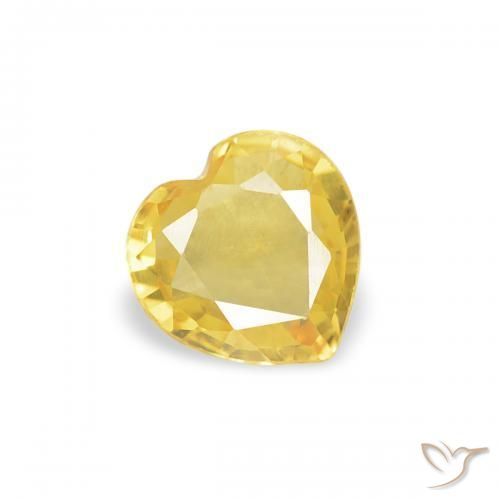 0.30 ct Yellow Sapphire Stone, Natural Sapphire in Heart Facet Shape for Sale