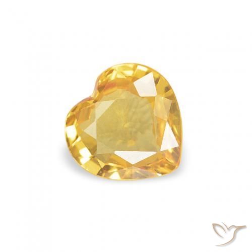 0.35 ct Golden Sapphire Stone, Natural Sapphire in Heart Facet Shape for Sale