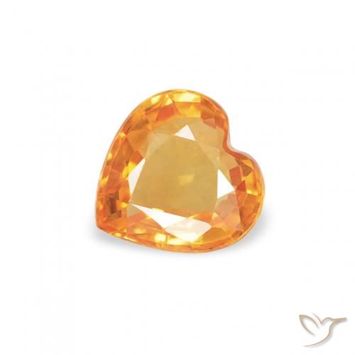0.40ct Natural Medium Orange Sapphire, Heart, VVS