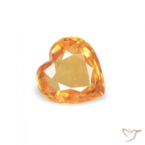 0.40 ct Orange Sapphire Stone, Natural Sapphire in Heart Facet Shape for Sale