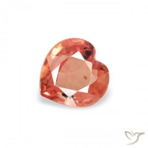 0.30ct Natural Orange Red Sapphire, Heart, VS