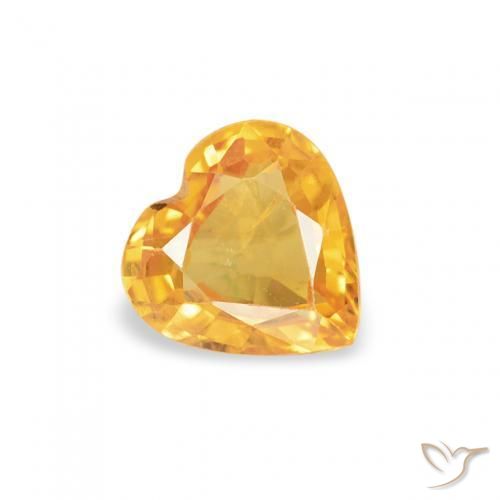 0.43 ct Golden Sapphire Stone, Natural Sapphire in Heart Facet Shape for Sale