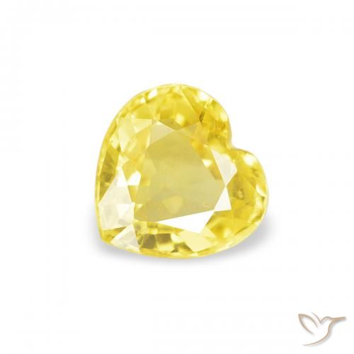 0.39 ct Yellow Sapphire Stone, Natural Sapphire in Heart Facet Shape for Sale