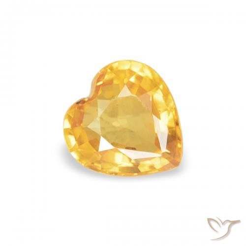 0.37 ct Golden Sapphire Stone, Natural Sapphire in Heart Facet Shape for Sale