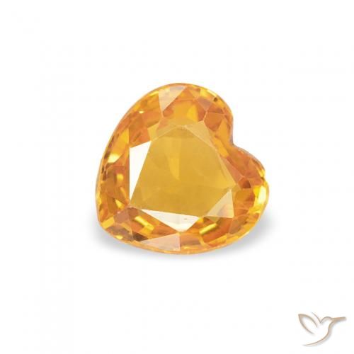 0.46ct Natural Medium Orange Sapphire, Heart, VS