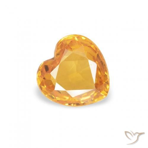 0.46 ct Orange Sapphire Stone, Natural Sapphire in Heart Facet Shape for Sale