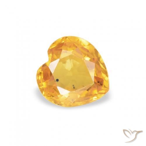 0.44 ct Golden Sapphire Stone, Natural Sapphire in Heart Facet Shape for Sale