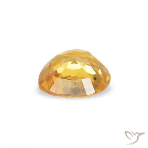 Sapphire Gemstone in 4.8 x 4.7 mm Size for Sale, Sapphire Stone in Bright Gold Color